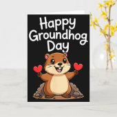 Punxy Phils Groundhog Dag Schattig Hart Ontwerp Fe Kaart (Gele Bloem)