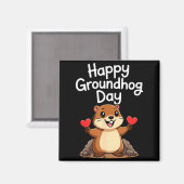 Punxy Phils Groundhog Day Schattig Hart Ontwerp Fe Magneet (Voorkant / Achterkant)