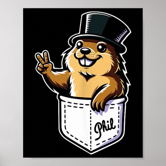 Punxy Phils Schattige Groundhog Day Zakontwerp Feb Poster (Voorkant)