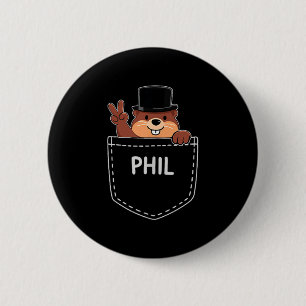 Punxy Phils Schattige Groundhog Day Zakontwerp Feb Ronde Button 5,7 Cm