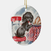  pup aan tafel keramisch ornament (Rechts)