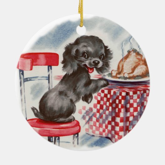  pup aan tafel keramisch ornament (Achterkant)