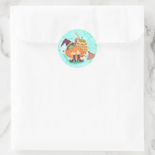 Pup achter pompoenen Halloween groene stickers (Tas)