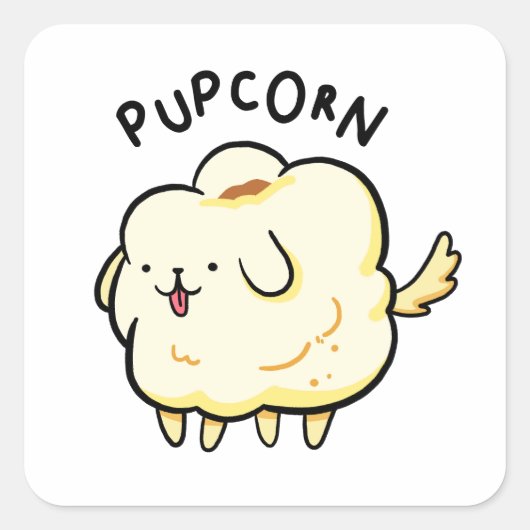 Pup-corn Popcorn Puppy Dog Pun Sticker (Voorkant)