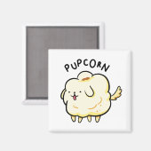 Pup-corn Popcorn Puppy Hond Pun Magneet (Voorkant / Achterkant)