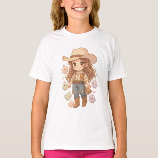 Pup Cowboy girl with birds T-shirt (Voorkant)