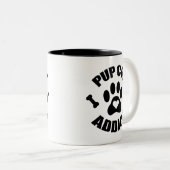 Pup Cup Addict Paw Print Tweekleurige Koffiemok (Voorkant rechts)