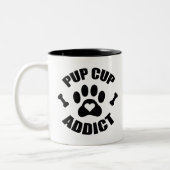 Pup Cup Addict Paw Print Tweekleurige Koffiemok (Links)