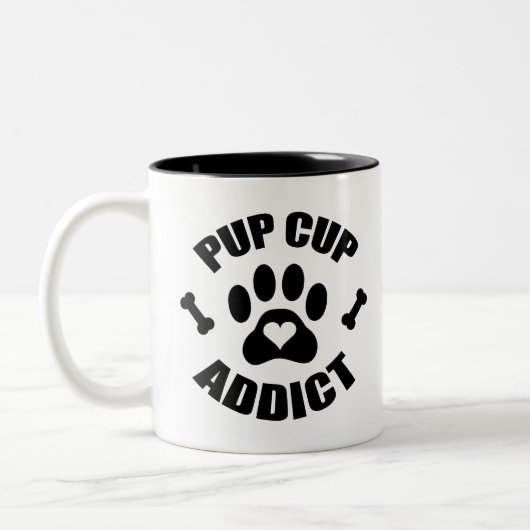 Pup Cup Addict Paw Print Tweekleurige Koffiemok (Links)