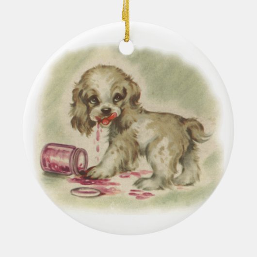  pup in de Jelly Jar Keramisch Ornament (Achterkant)