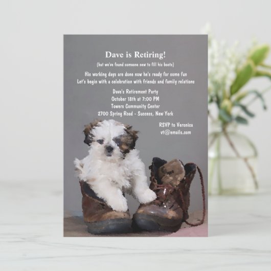 Pup in de Uitnodiging van Boots (Staand voorkant)