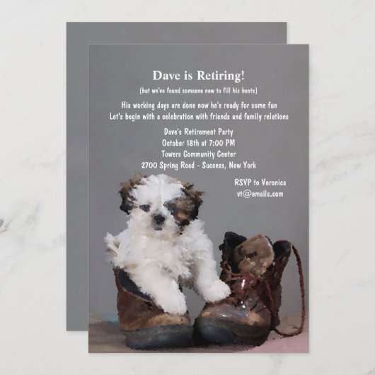 Pup in de Uitnodiging van Boots (Voorkant / Achterkant)