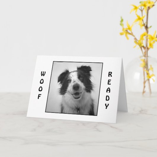 PUP IS "WOOF AND READY" EN VIERT WEDERZIJDSE VERJA KAART (Gele Bloem)