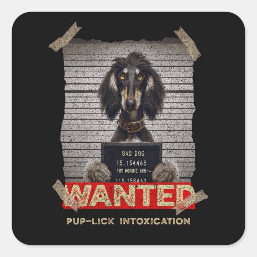 Pup-Lick Intoxication: The Elegant Afghan Hound's  Vierkante Sticker (Voorkant)
