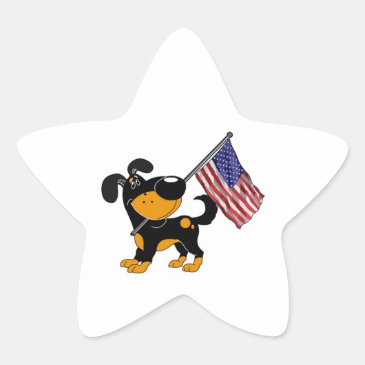Pup met vlag ster sticker (Voorkant)