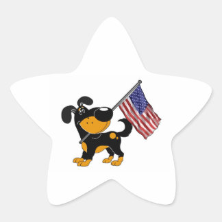 Pup met vlag ster sticker
