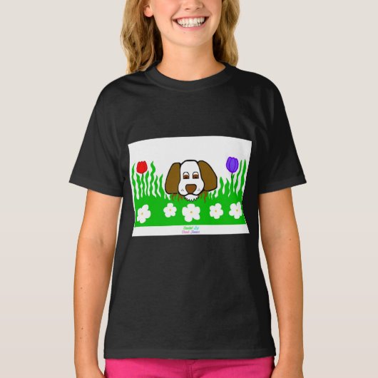 Pup N Spelen Meisjes Zwart Basic T Shirt (Voorkant)