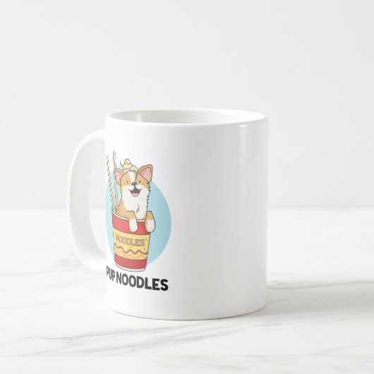 Pup Noodles Funny Cup Noodles Pun Koffiemok (Voorkant links)