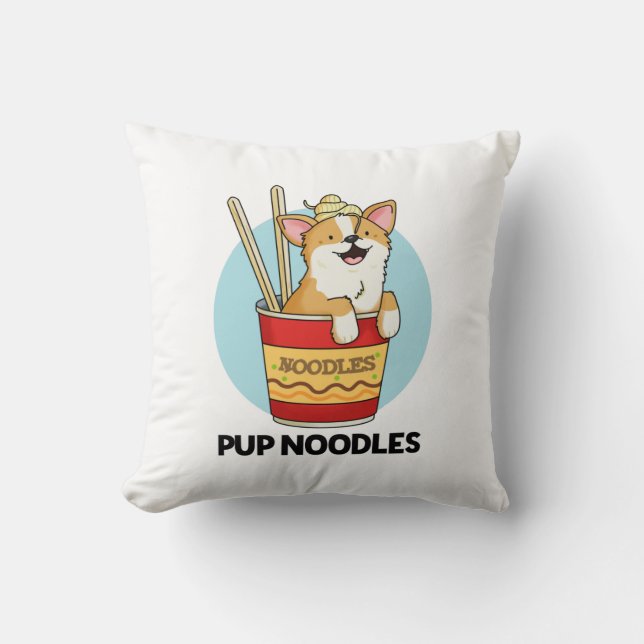 Pup Noodles Funny Cup Noodles Pun Kussen (Voorkant)