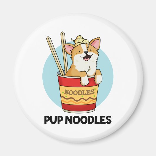 Pup Noodles Funny Cup Noodles Pun Magneet (Voorkant)