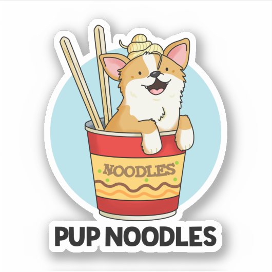 Pup Noodles Funny Cup Noodles Pun Sticker (Voorkant)