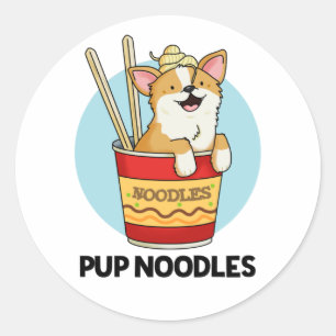 Pup Noodles Grappige Cup Noodles Stunt  Ronde Sticker