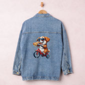 Pup op de fiets eet pizza denim jacket (Hangar)