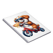Pup op de fiets eet pizza notitieboek (Rechterzijde)