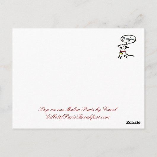 Pup op rue Malar, Parijs Briefkaart (Achterkant)
