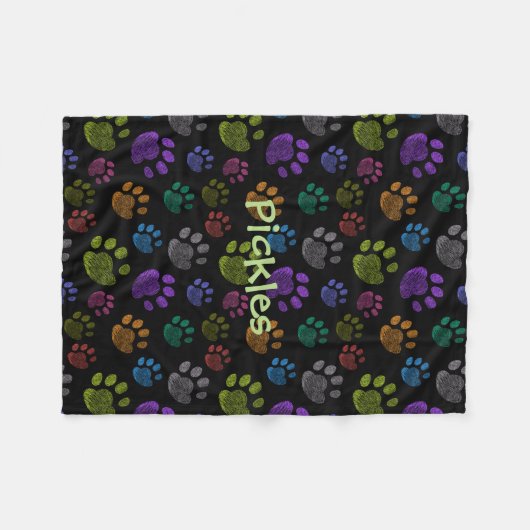 Pup Paw Fleece Dog Blanket, Small (Voorkant (Horizontaal))