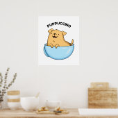 Pup-puccino Funny Dog Cappuccino Pun Poster (Keuken)