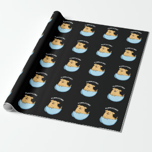 Pup-puccino Funny Doggy Cappuccino Pun Dark BG Cadeaupapier