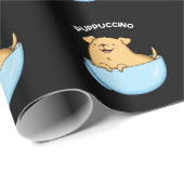 Pup-puccino Funny Doggy Cappuccino Pun Dark BG Cadeaupapier (Rol Hoek)