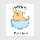 Pup-puccino Grappige Cappuccino Pun Sticker (Vel)