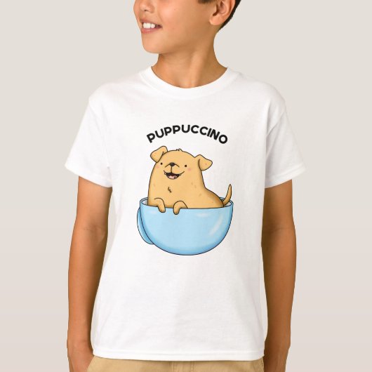 Pup-puccino Grappige Cappuccino Pun T-shirt (Voorkant)