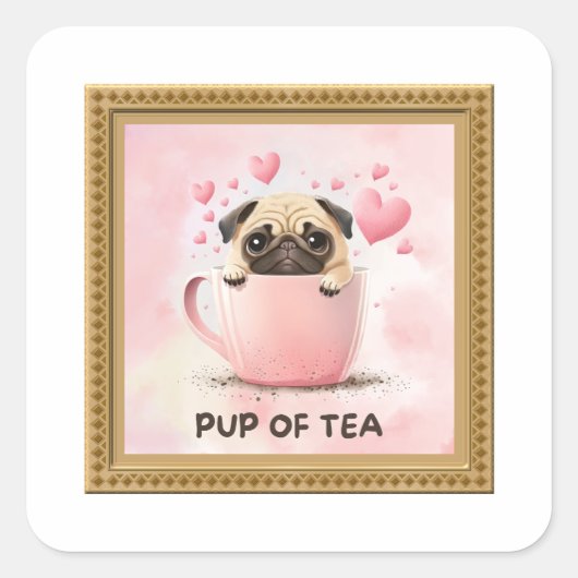 Pup van Tea Pun Square Sticker (Voorkant)
