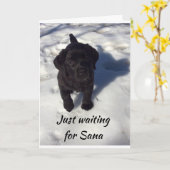 *PUP WACHT OP SANTA* MERRY CHRISTMAS KAART (Gele Bloem)