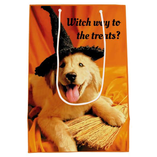 Pup with heks Pet and Broom Medium Cadeauzakje (Achterkant)