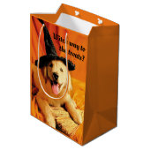 Pup with heks Pet and Broom Medium Cadeauzakje (Achterkant Gekanteld)
