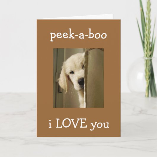 PUP ZEGT "PEEK-A-BOO"-JUBILEUM LOVE KAART (Voorkant)