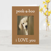 PUP ZEGT "PEEK-A-BOO"-JUBILEUM LOVE KAART (Gele Bloem)