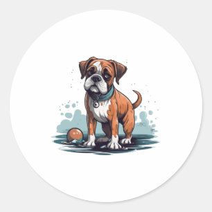 PupArt Design Boxershorts - Grappige Hond Grafiek Ronde Sticker