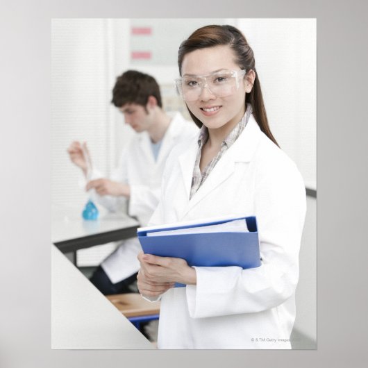 Pupils in een wetenschappelijke les. poster (Voorkant)