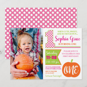 Pupmkin 1st Birthday-uitnodiging met foto Kaart