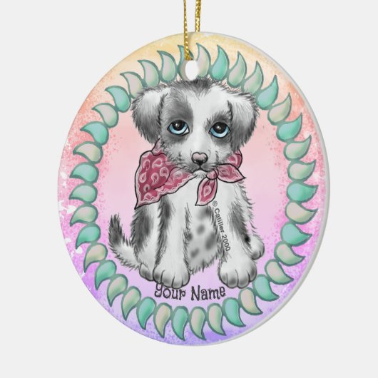 Pupper Dog Keramisch Ornament (Links)