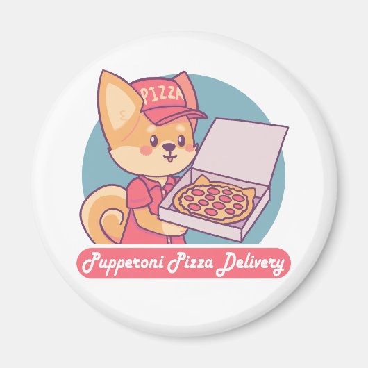 Pupperoni Pizza Delivery Magneet (Voorkant)