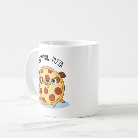 Pupperoni Pizza Grappige Pizza Pun Koffiemok (Voorkant links)