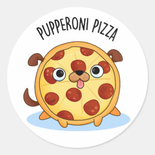 Pupperoni Pizza Grappige Pizza Pun Ronde Sticker