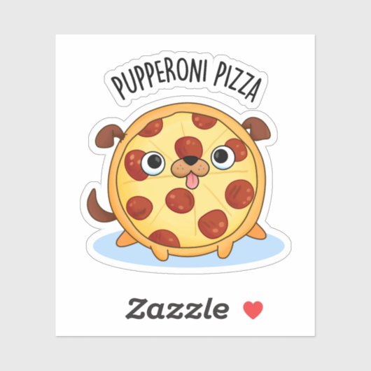 Pupperoni Pizza Grappige Pizza Pun Sticker (Vel)