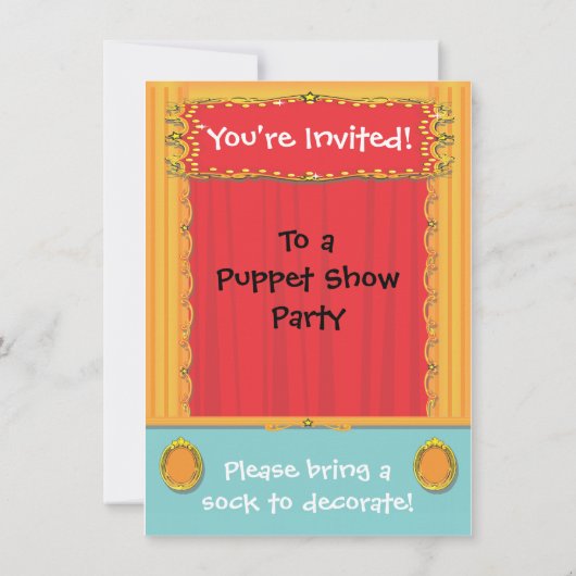 Puppet Show Party Invitation Kaart (Achterkant)